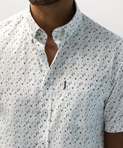 Heren overhemd korte mouw groen