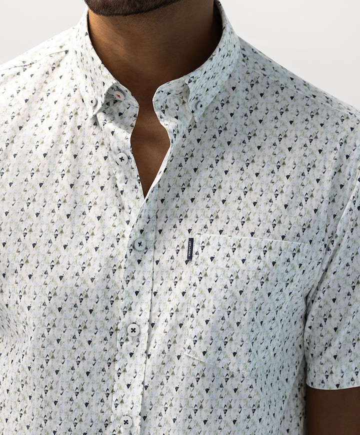 Heren overhemd korte mouw groen