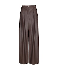 Broek-vegan leather-effen plooi dames broek bruin