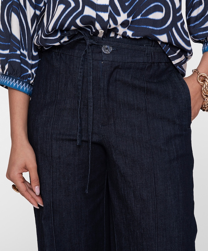 Jeans wide elastic waist dames jeans blauw