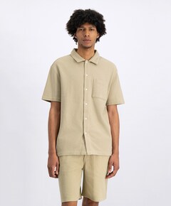 Overhemd korte mouw beige