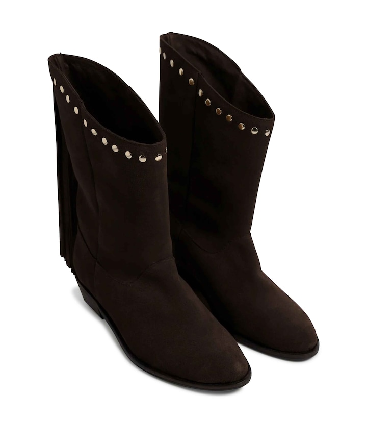 Fringe enkellaarzen bruin