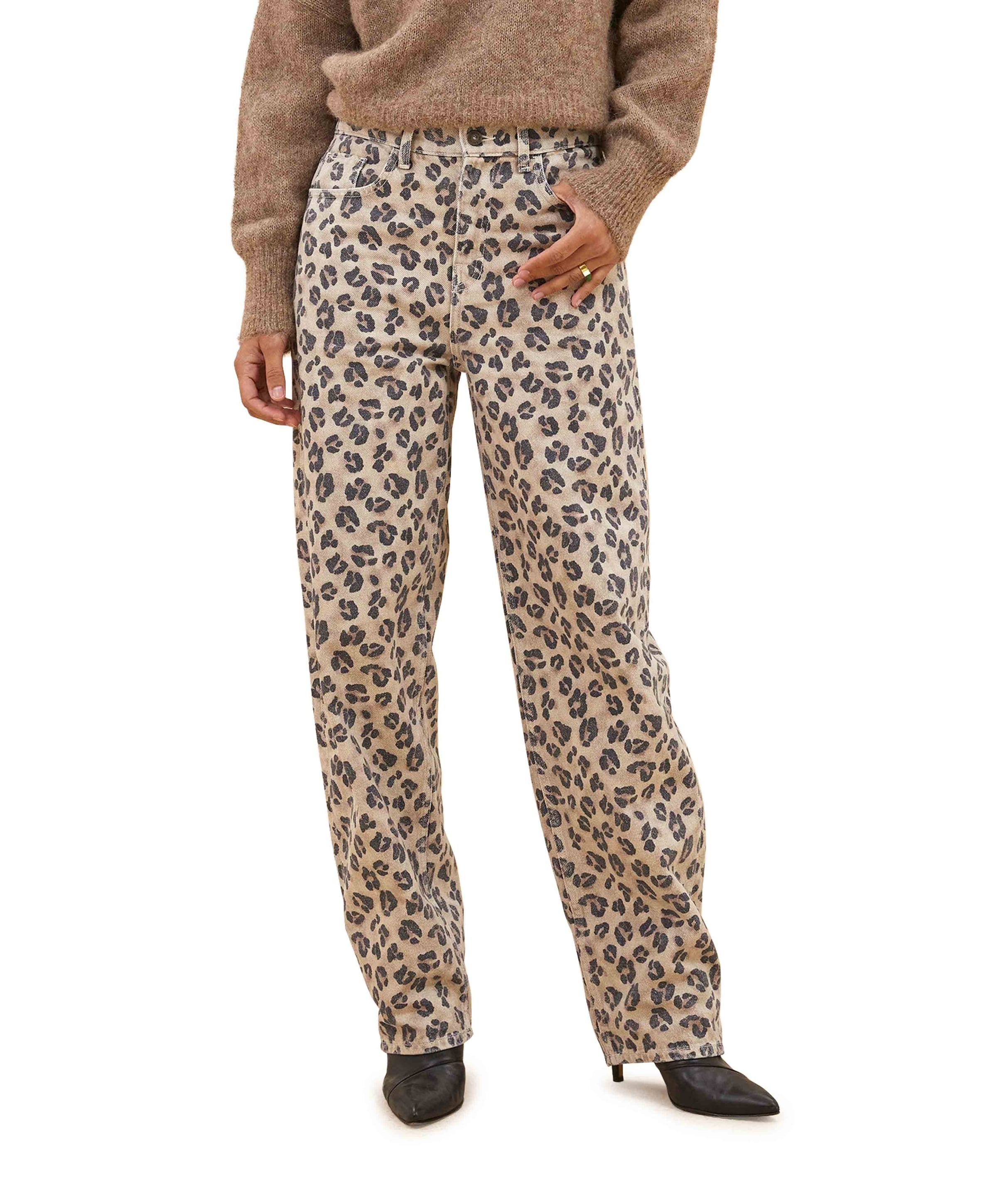 lew cheetah pants beige