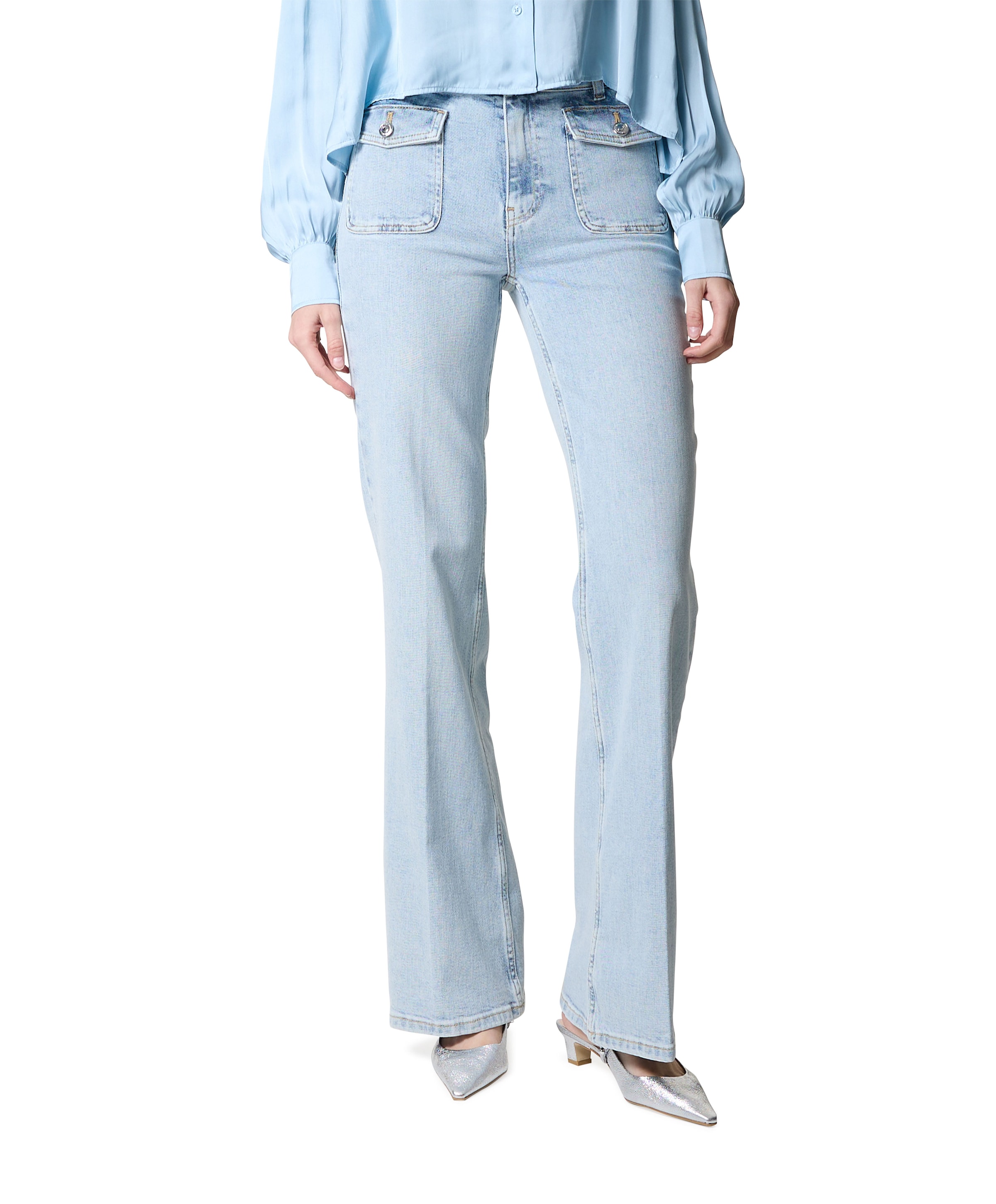 Bella pockets Flared dames jeans blauw