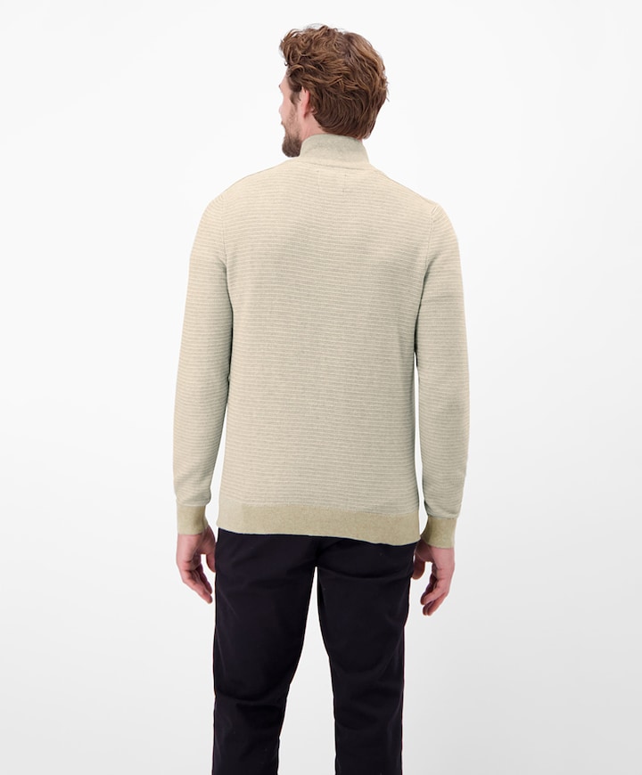 Heren trui met rits beige