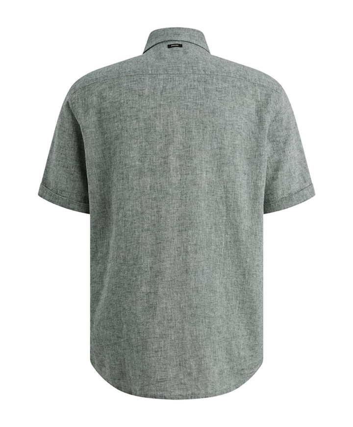 Heren overhemd korte mouw blauw