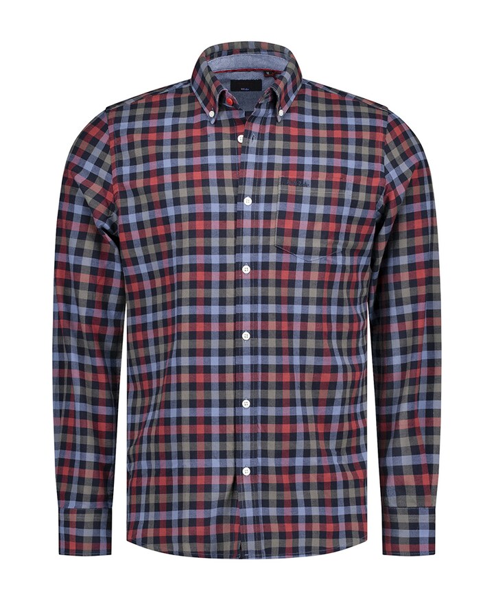 Heren overhemd lange mouw blauw