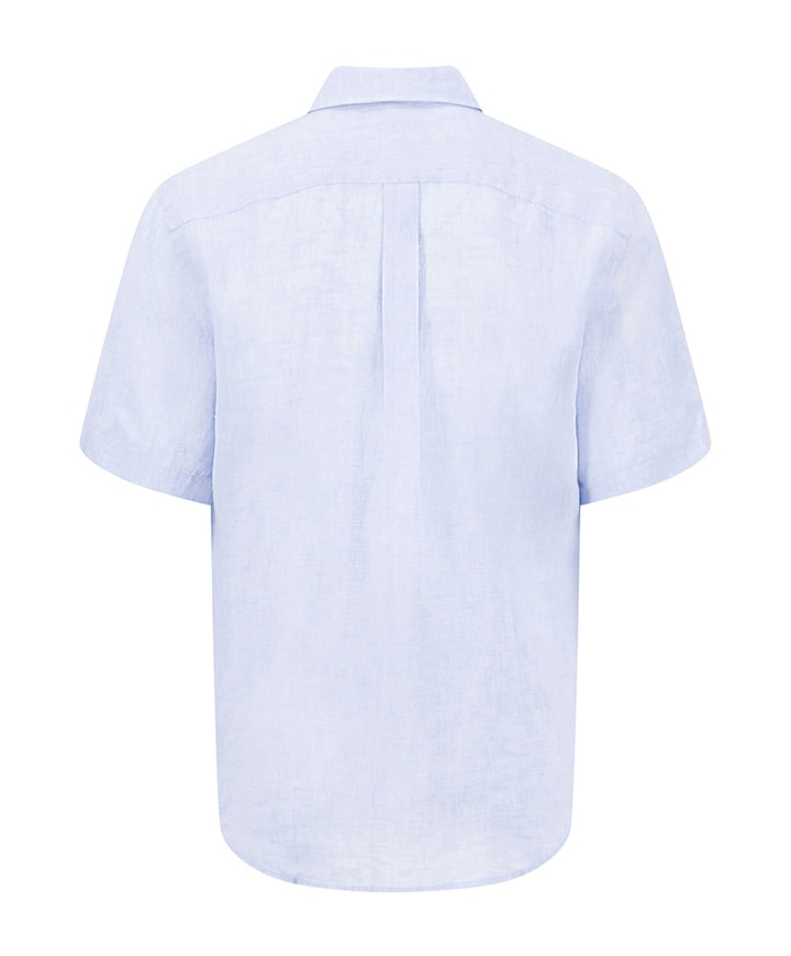 Heren overhemd korte mouw blauw