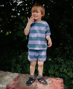 Striped towel jongens korte broek groen