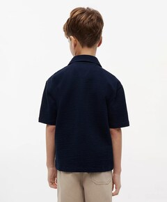 Jongens overhemd korte mouw blauw