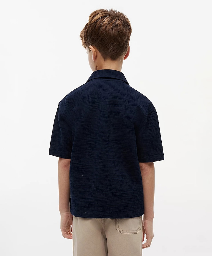 Jongens overhemd korte mouw blauw