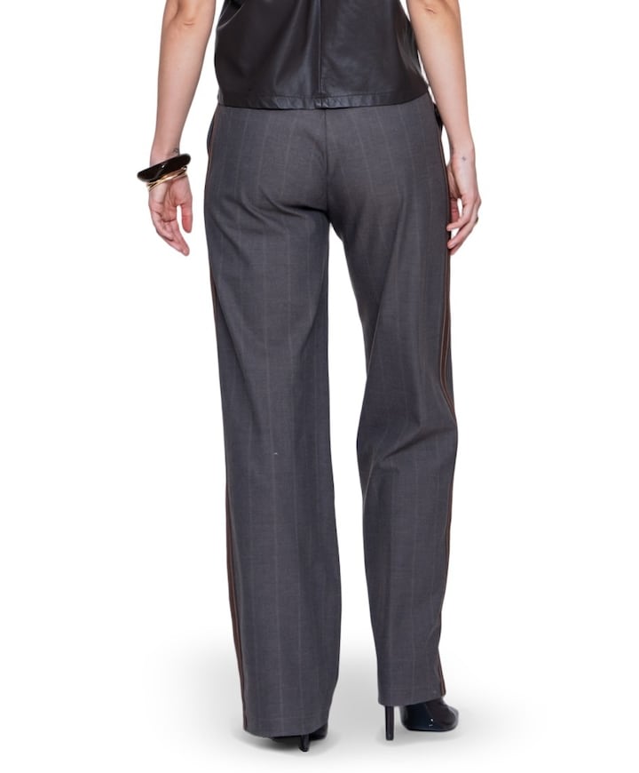 Pinstripe + tape dames broek bruin