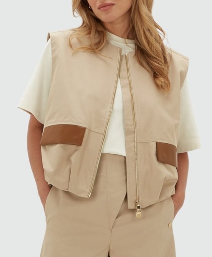 Dames gilet beige