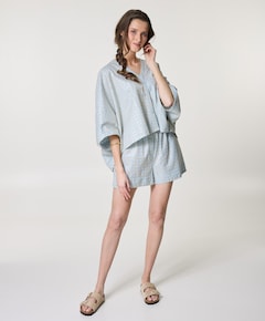 cross elastic waistband dames korte broek blauw