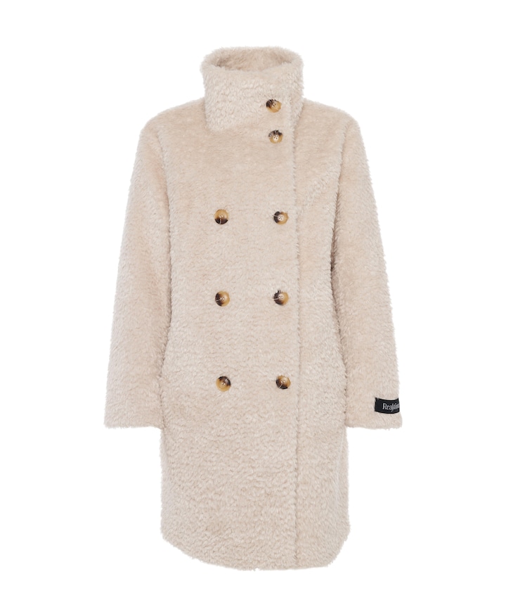 Faux-fur dames winterjas beige