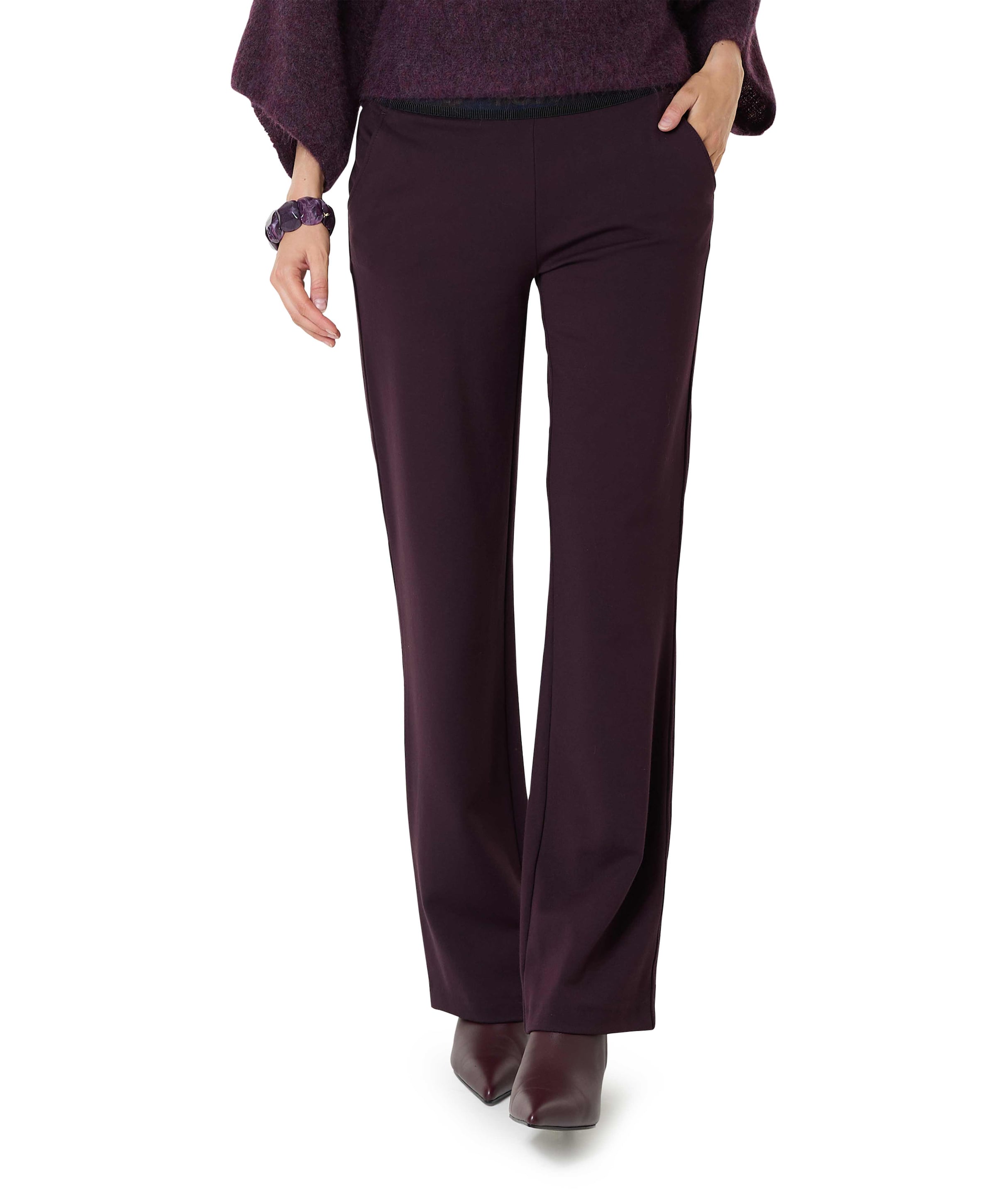 Jenny Wide Leg dames broek bordeaux