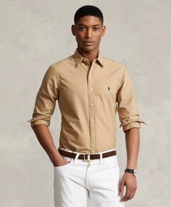 Heren overhemd lange mouw beige