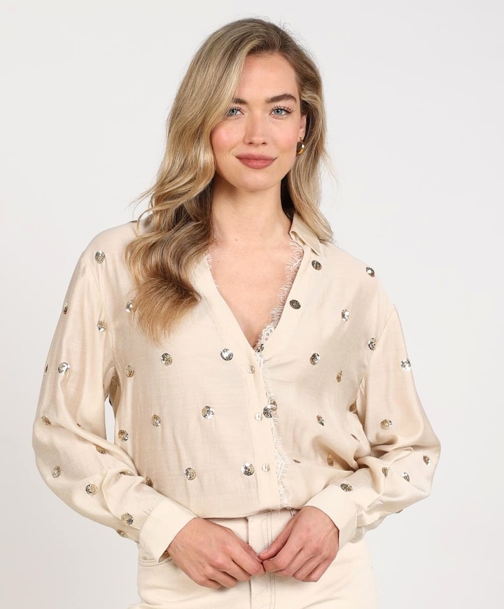 Dames blouse beige