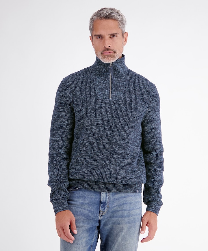 Heren trui met rits blauw