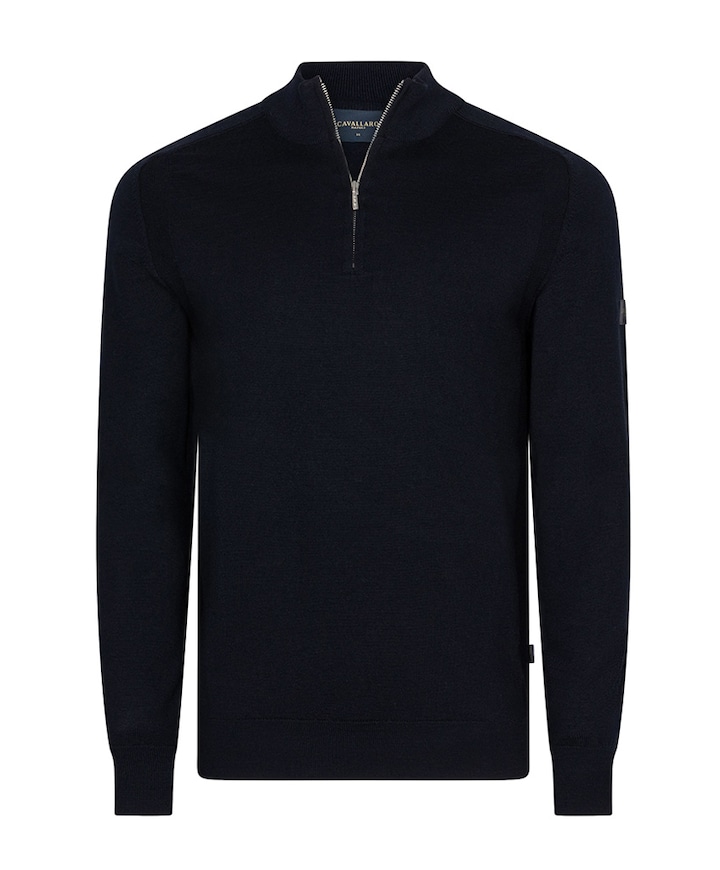 Heren trui met rits blauw