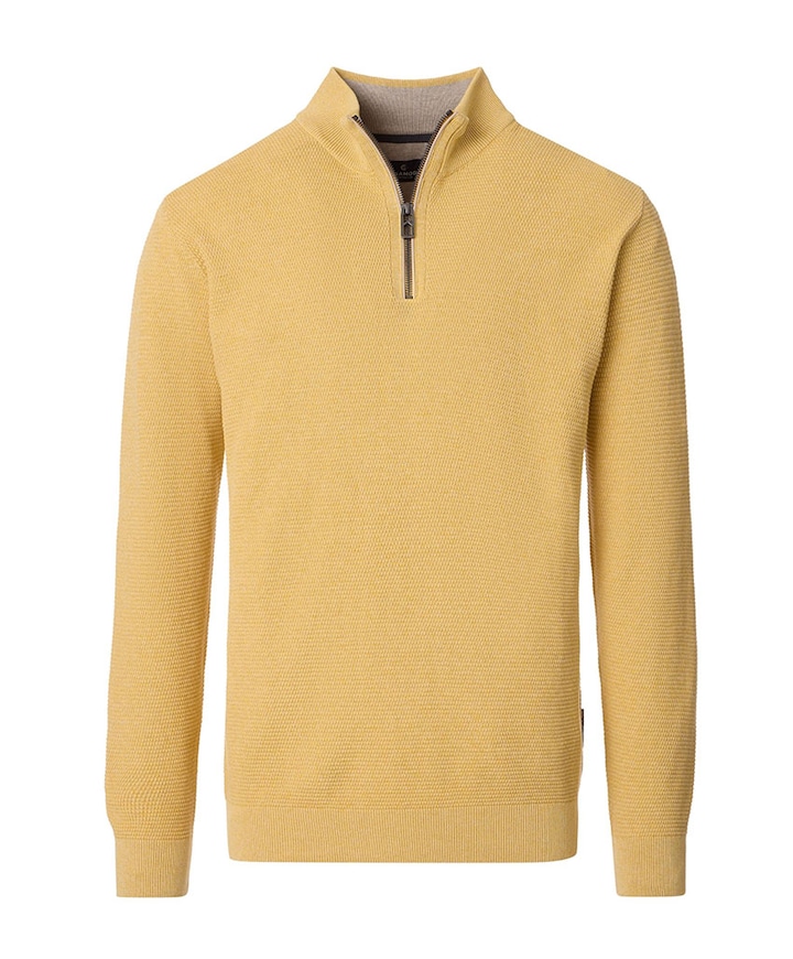 Heren trui met rits geel