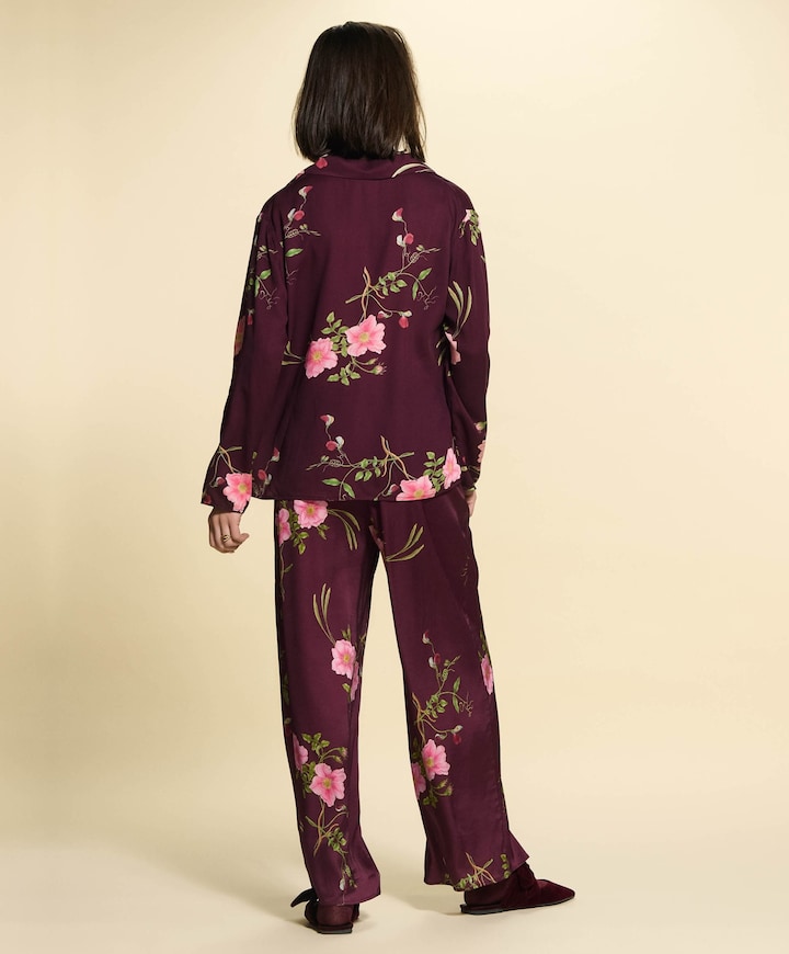 Dames pyjamabroek bordeaux