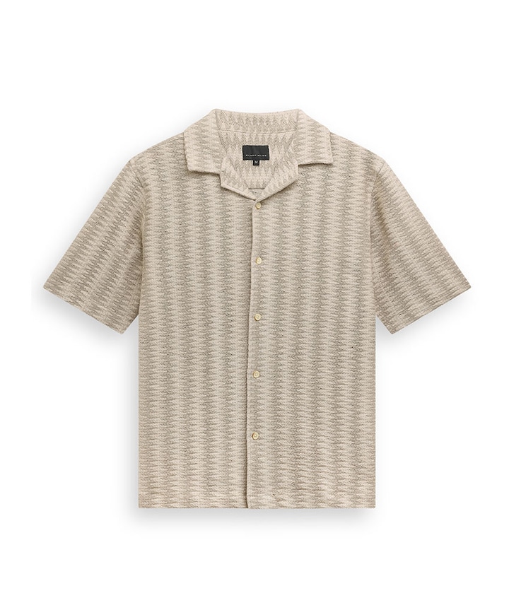 Heren overhemd korte mouw beige