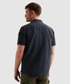 Heren overhemd korte mouw blauw