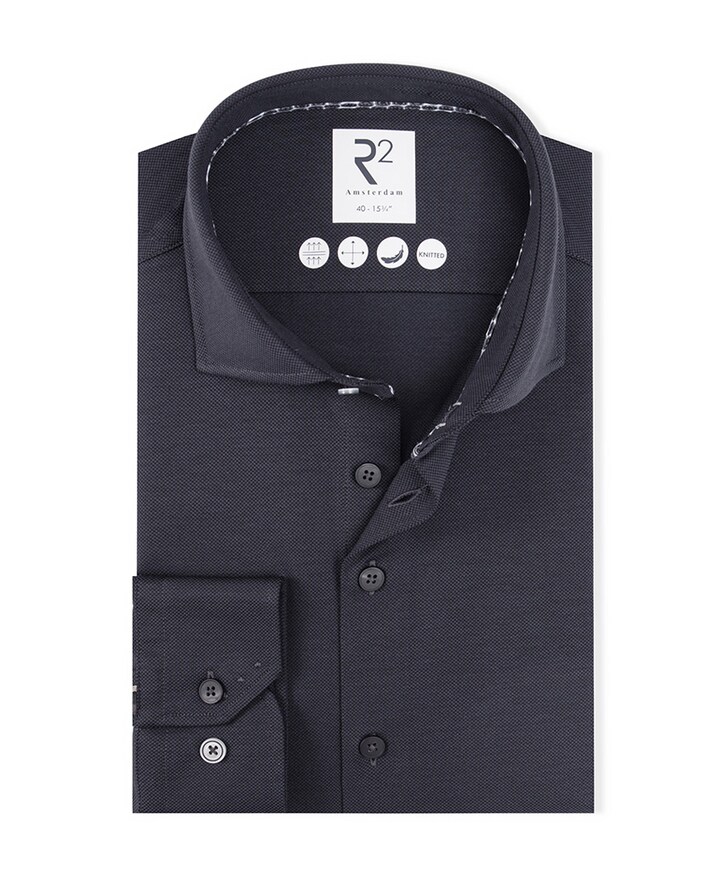 Heren overhemd lange mouw grijs