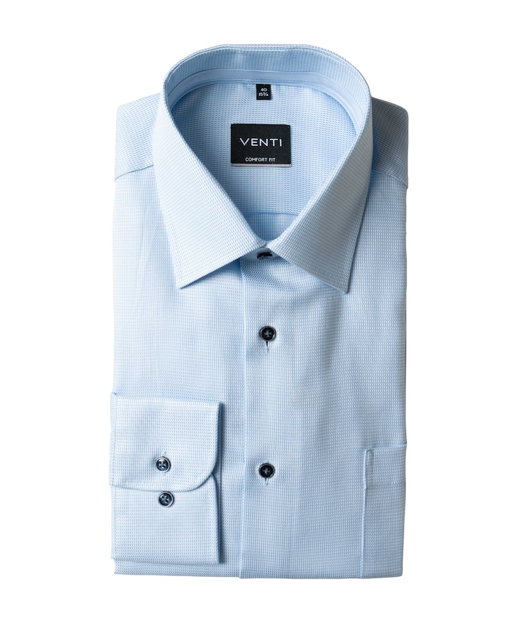 Heren overhemd lange mouw blauw