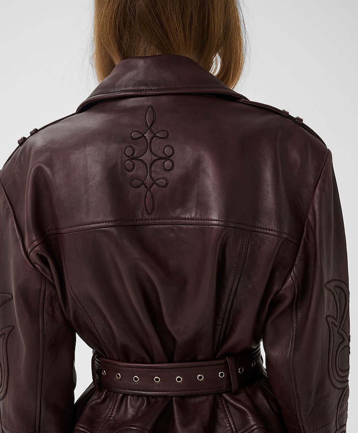 Dames leren jas bordeaux