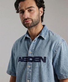 Heren overhemd korte mouw blauw
