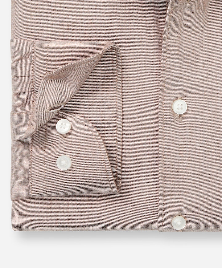 Heren overhemd lange mouw bruin