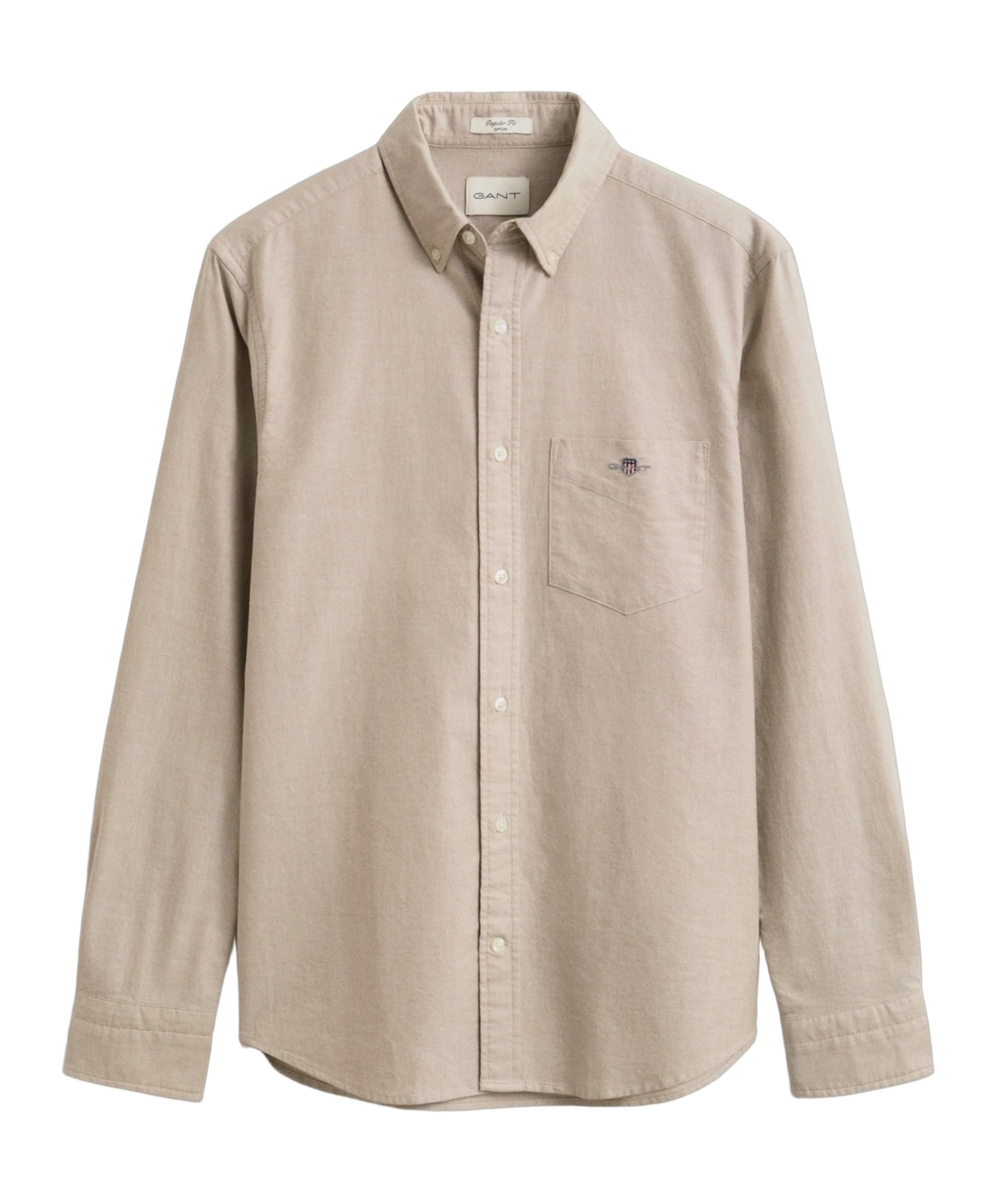 Heren overhemd lange mouw beige