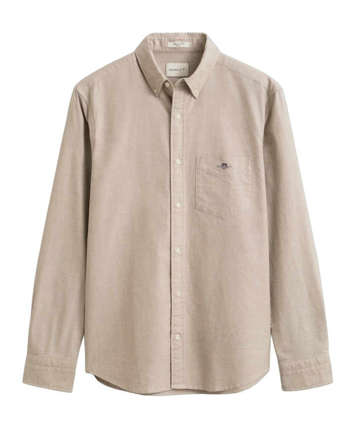 Heren overhemd lange mouw beige