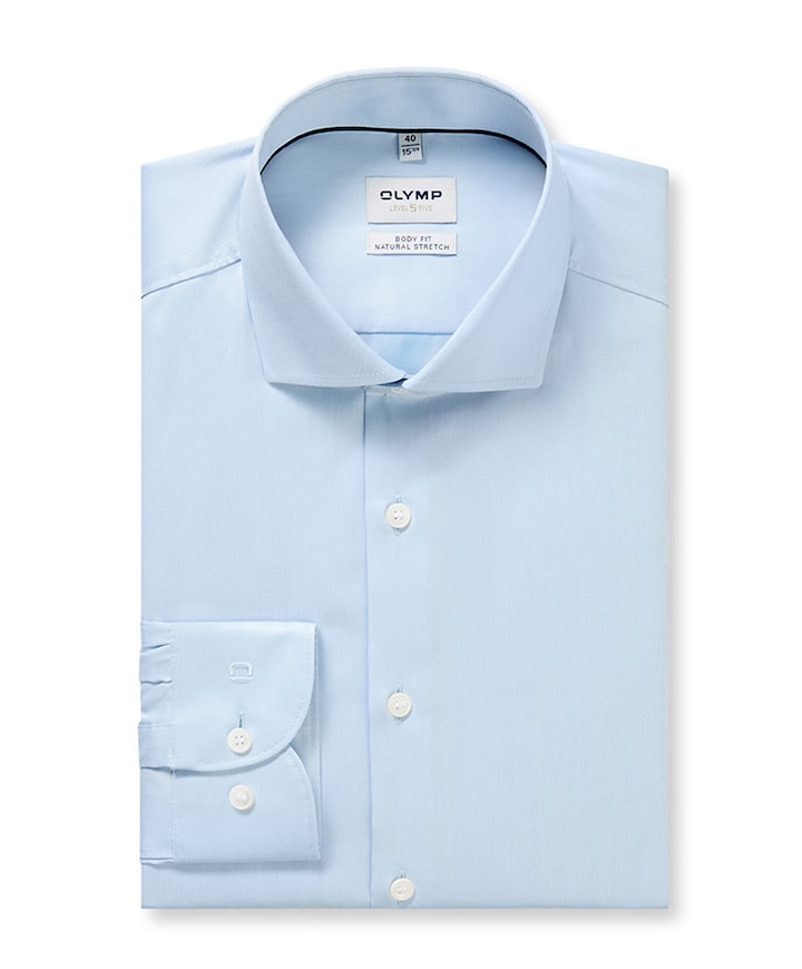 Heren overhemd lange mouw blauw