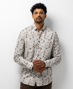 Heren overhemd lange mouw beige