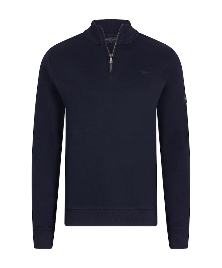 Heren trui met rits blauw