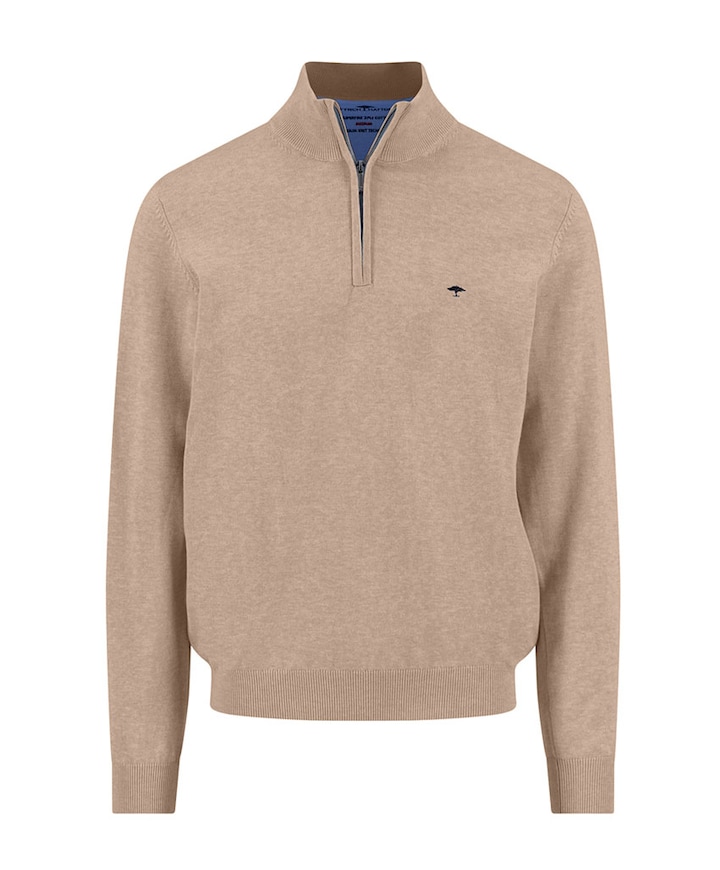 Heren trui met rits beige