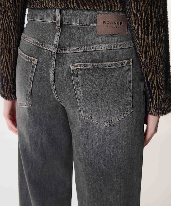 Audrey Wide Leg Palazzo dames jeans grijs