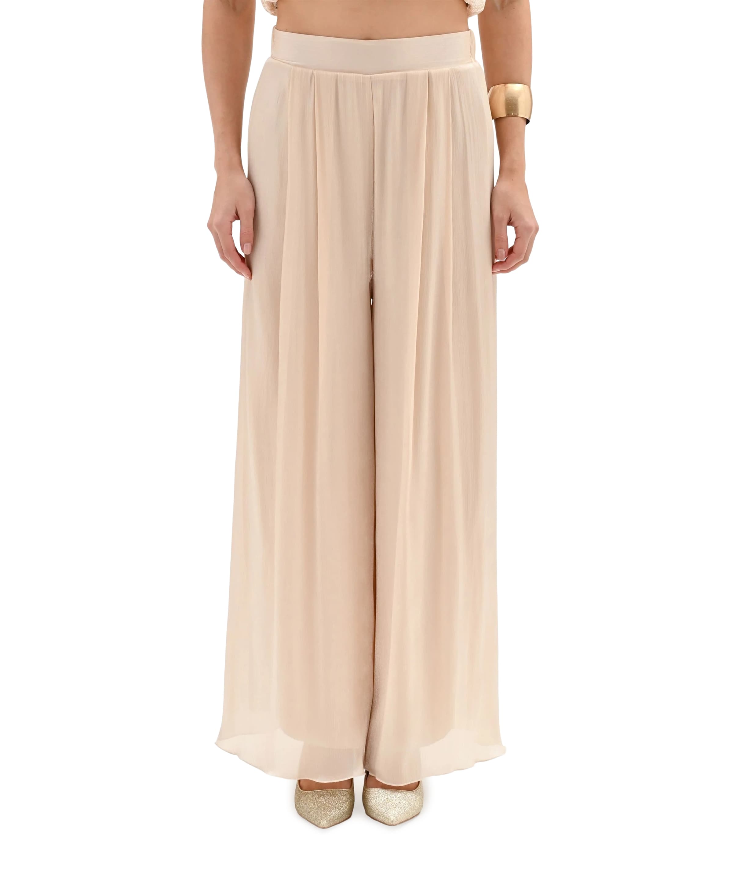 Pantalone Raso Cangiante dames broek beige