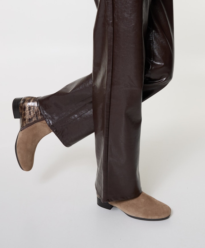 dames enkellaarzen beige