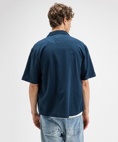 Heren overhemd korte mouw blauw