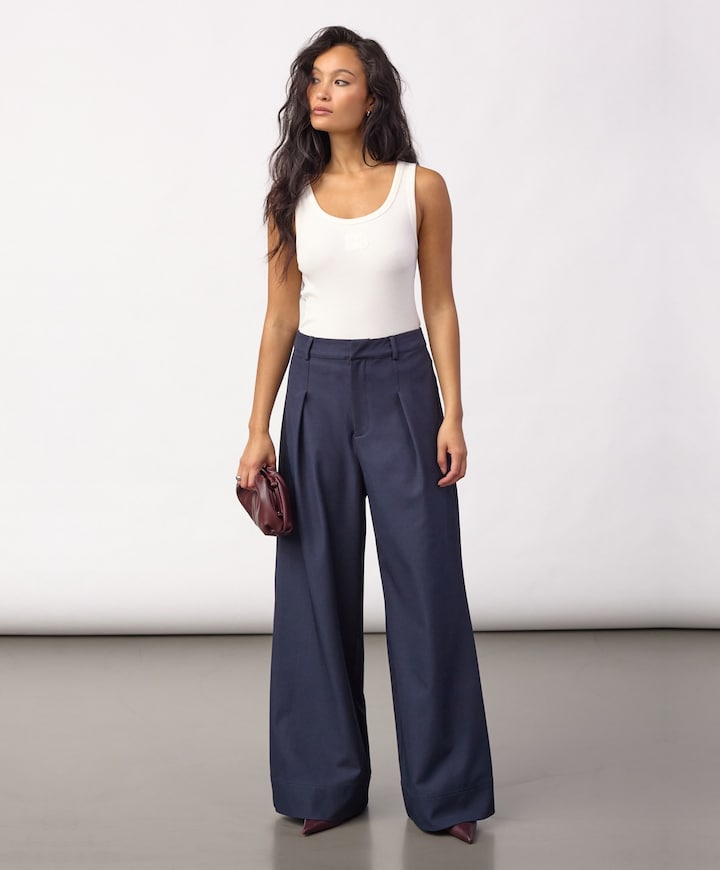 LunaCC Pleat dames broek blauw