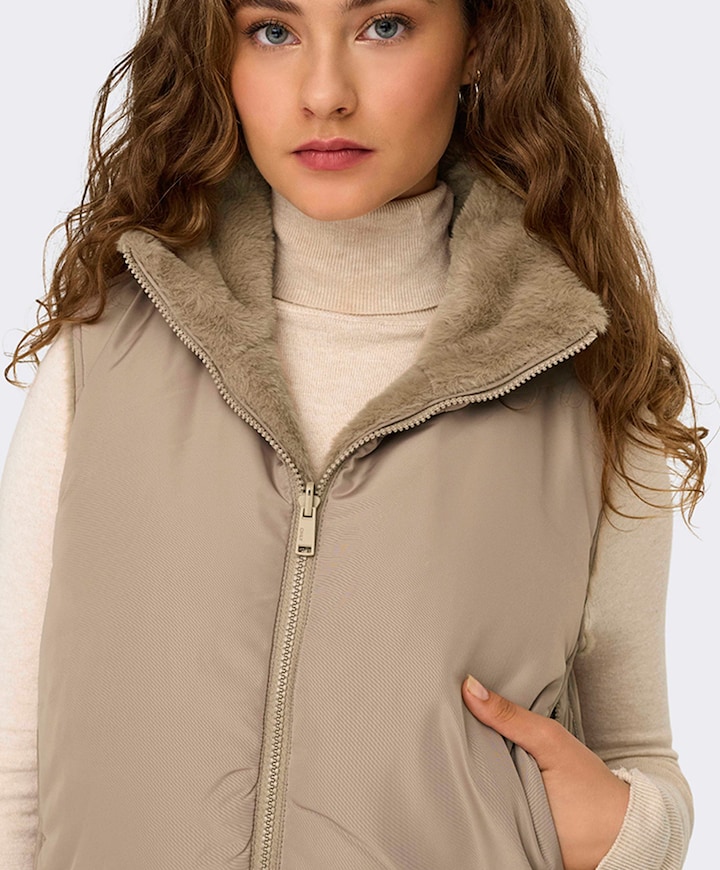 Dames gilet beige