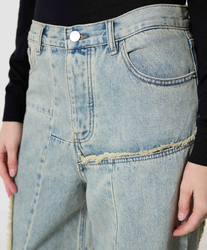 Baggy Patched jeans beige