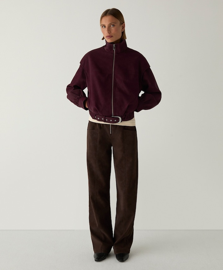 Dames leren jas bordeaux