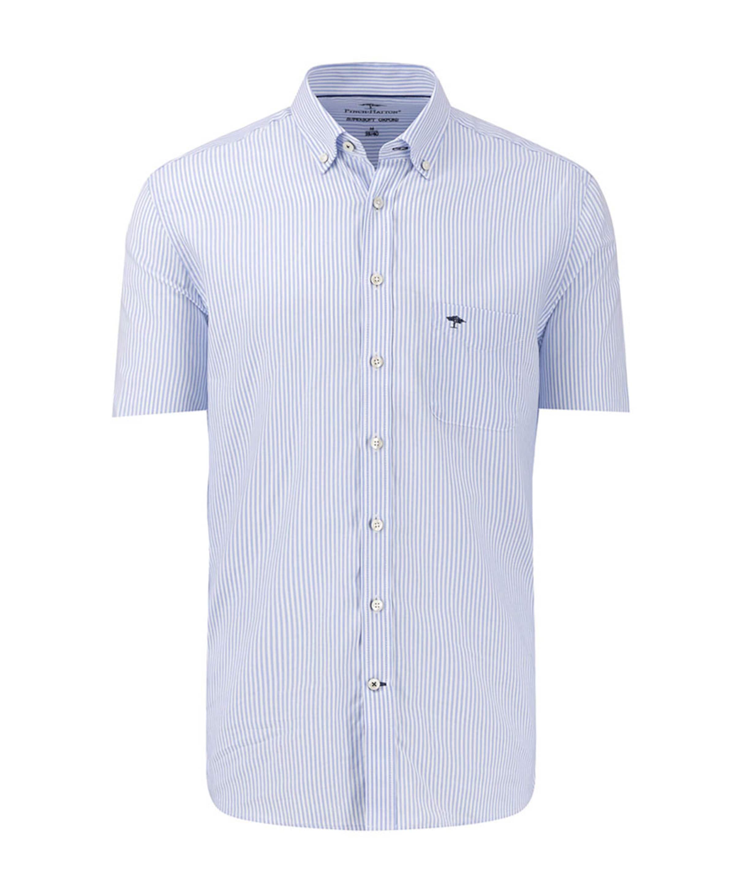 Heren overhemd korte mouw blauw