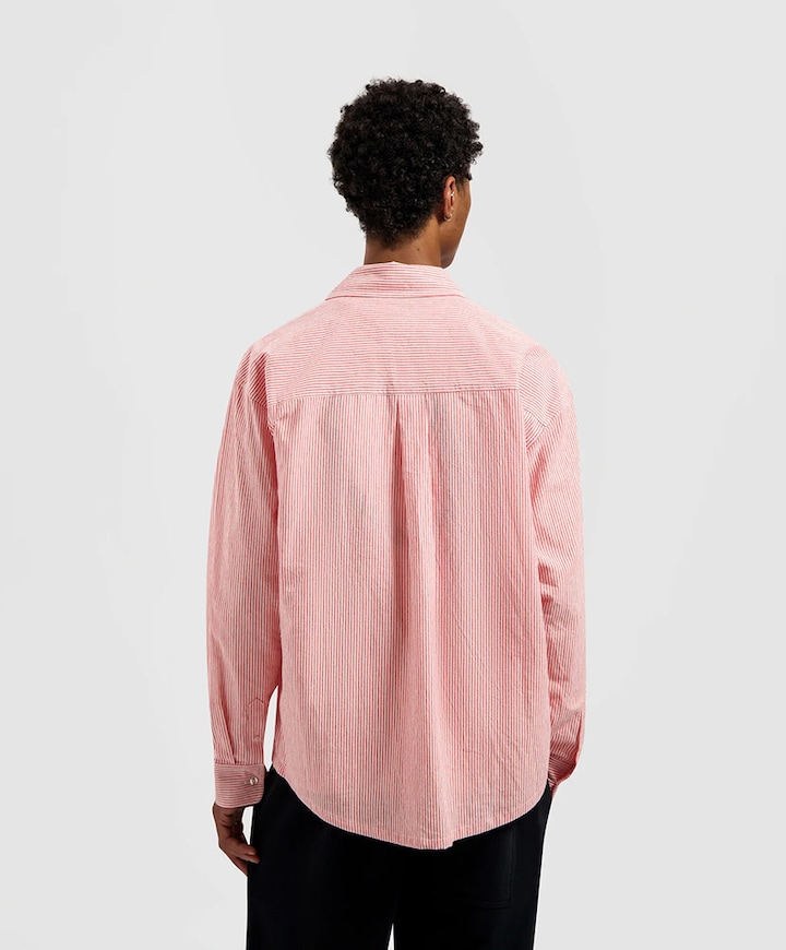 Heren overhemd lange mouw oranje