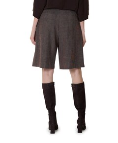 Viscose mix-geruit-plooi dames bermuda bruin
